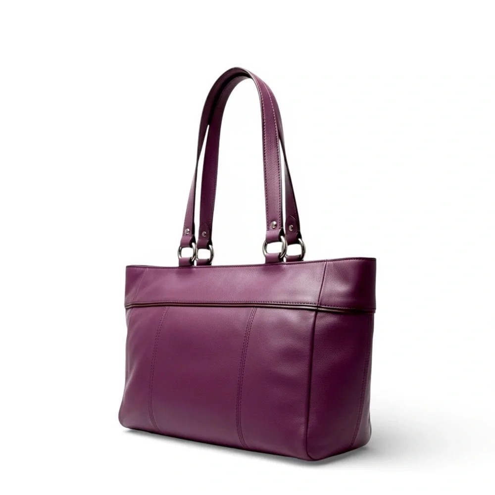 Vintage Coach Eggplant Purple Soft Leather Tote Bag with Original Tag - Picture 9 of 12